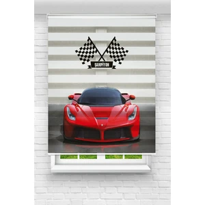 Akel Collection Genç Odası - Kırmızı Ferrari Baskılı Zebra Perde