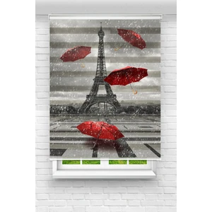 Akel Collection Kırmızı Paris Eyfel Kulesi Baskılı Zebra Perde