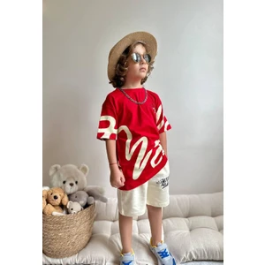 Jolly Kids Erkek Çocuk Yazı Baskılı Penye Şortlu Takım