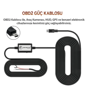 Obd2 Araç Kamera Park Modu Gözetim Kablosu Akü Akım Voltaj Korumalı