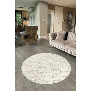 Napoli Home Dijital Baskılı Kaymaz Taban Yıkanabilir Sade Yuvarlak Mutfak Salon Halısı, N-Y-Sade-05-Krem,