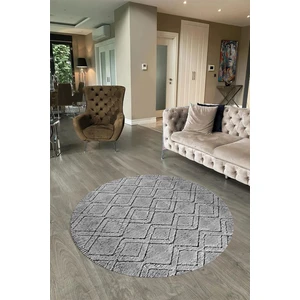 Napoli Home Dijital Baskılı Kaymaz Taban Yıkanabilir Sade Yuvarlak Mutfak Salon Halısı, N-Y-Sade-05-Gri,