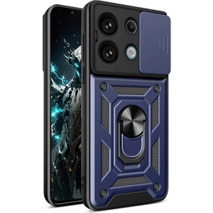 Xiaomi Poco M6 Pro 4g Kılıf Yüzüklü Sürgülü Kamera Korumalı Pars + Ekran Koruyucu