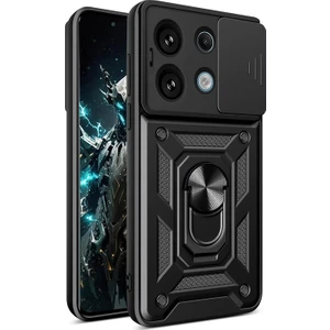 Xiaomi Redmi Note 13 Pro 4g Kılıf Yüzüklü Sürgülü Kamera Korumalı Pars + Ekran Koruyucu