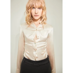 Yandan Drapeli İpek Gömlek