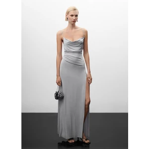 Yırtmaçlı Dökümlü Elbise