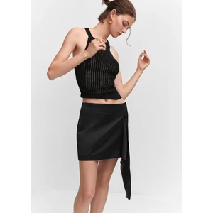 Fiyonklu Saten Mini Etek