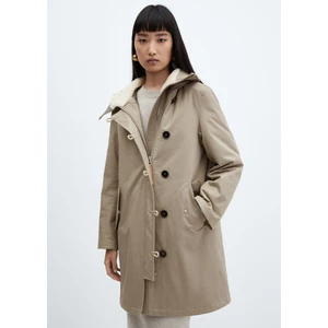 Koyun Kürkü Yakalı Midi Parka