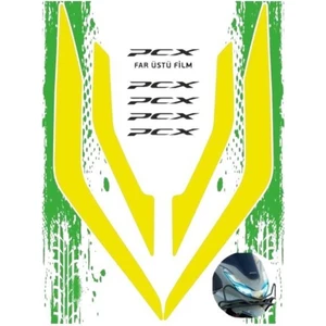 Honda Pcx 2021 - 2024 Uyumlu Far Üstü Film Flo Sarı