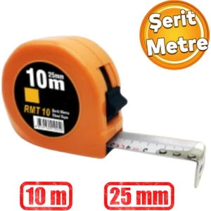 Plastik Kaplamalı Bükülebilir Sert Metal Ölçü Ölçme Şerit Metre 10 Metre 25 mm Mezura