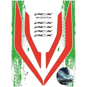Honda Pcx 2021 - 2024 Uyumlu Far Üstü Film Kırmızı