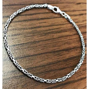Takı Dükkanı Gümüş Erkek Bileklik Kare Kral Model 2 mm 6.6gr msb02