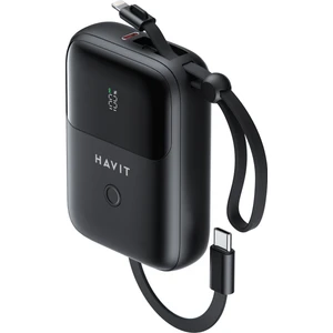 PB5215 Type-C ve Lightning Kablo 10.000 Mah LED Göstegeli Powerbank Siyah