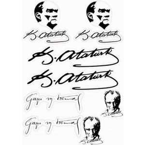 Atatürk Imza ve Silüet Sticker A4 Ebat
