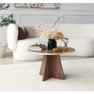 Peri Tekli Zigon Orta Sehpa Gold Ceviz