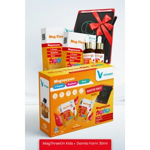 Magthreeon Kids çocuklar için Magnezyum ve Vitamin damla  Manyetik Tablet Hediyeli 2'li paket