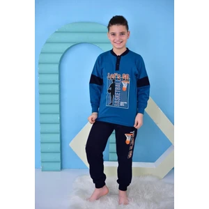 Mutlu City Yeni Sezon Erkek Çocuk Gez Garson Basketball Uzun Kollu Pamuk Penye Pijama Takımı 5060
