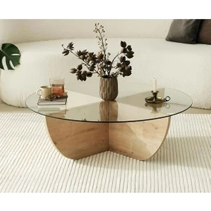 Cam Sehpa - Mira Orta Sehpa Safir Meşe