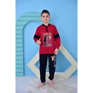 Mutlu City Yeni Sezon Erkek Çocuk Gez Garson Basketball Uzun Kollu Pamuk Penye Pijama Takımı 5060