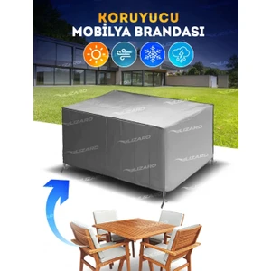 Drs Tuning Bahçe Mobilya Masa Sandalye Koruma Kılıf Örtüsü Gri 200X150X75CM Su Geçirmez
