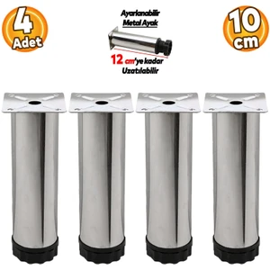 Ayarlanabilir Mobilya Kayarlanabilir Mobilya Kanepe Baza Koltuk Metal Destek Yükseltici Ayağı 10 cm Krom Ayakları (4 Adet)