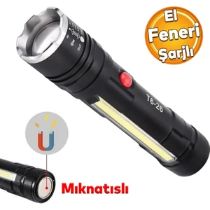 El Feneri Şarjlı P50 LED Işıldak Kamp Lambası Gece Uzun Menzil Aydınlatma 3800 Lümen Beyaz Işık