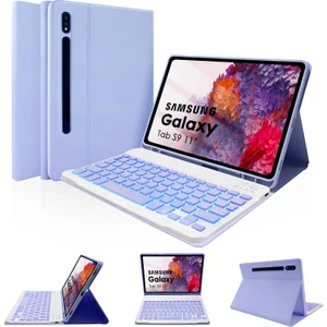 Samsung Galaxy Tab S9 Rgb LED Işıklı Türkçe Karakterli Bluetooth Özellikli Kalemlikli Klavyeli Kılıf Sm - X710
