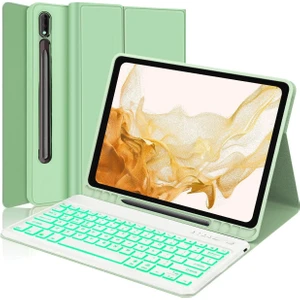Samsung Galaxy Tab S8 Plus Rgb LED Işıklı Türkçe Karakterli Bluetooth Özellikli Kalemlikli Klavyeli Kılıf Sm - X800