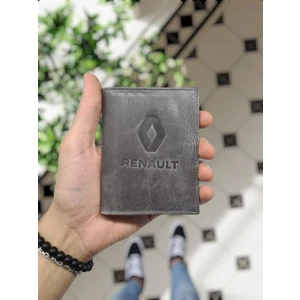 Visso Leather 1904 Renault Logolu  Deri Araç Ruhsat Kılıfı - Ruhsat Kabı Isme Özel Çanta