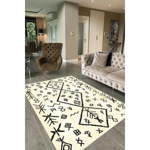 Napoli Home Dijital Baskılı Kaymaz Taban Yıkanabilir Iskandinav Yolluk Salon Halısı, N-Iskandinav-16-Krem,