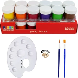 Sentetik Ipek Fırçalı 12 Renk Guaj Boya Seti 12X20 ml