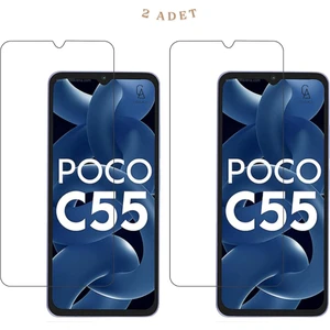 Xiaomi Poco C55 ile Uyumlu Ekran Koruyucu Şeffaf Temperli Kırılmaz Cam Ekran Koruyucu 2 Adet