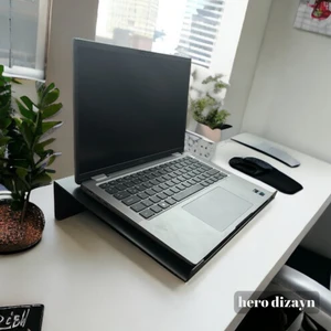 Hero Dizayn Çelik Laptop Standı Notebook Altlığı Mat Siyah