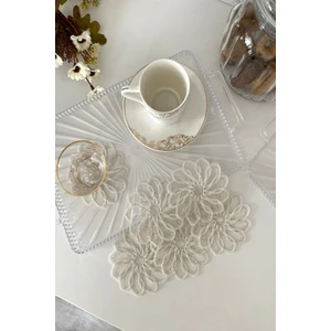 Emtory Home Model Montreal | 6 Adet Fincan Yanı Sunum Peçetesi - Krem Kokteyl Peçetesi 8X8CM