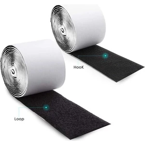 Dünya Magnet Yapışkanlı Siyah Cırt Cırtlı Bant, 1 mt Amerikan Fermuarı, 5cm Genişlik Kuvvetli Cırt Band