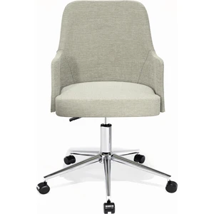 HAUSEBOX Louis Keten Kumaş - Tekerlekli Ofis Çalışma Koltuğu & Sandalyesi (Krem/Krom Metal Ayak)