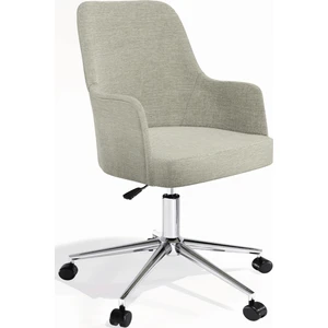 Hause Box Louis Keten Kumaş - Amortisörlü Ofis Çalışma Koltuğu & Sandalyesi (KREM / KROM METAL AYAK)