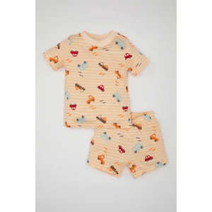 Erkek Bebek Araç Desenli Kısa Kollu Şortlu Penye Pijama Takımı C1998A524HS