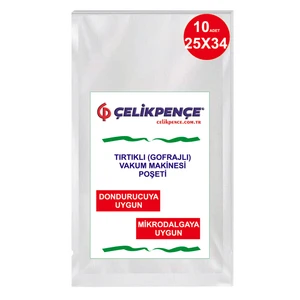25*34 Cm. Tırtıklı Gofrajlı Vakum Makine Torbası 10 Adet