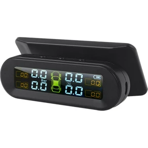 Güneş Kablosuz USB Tpms Araç Lastik Basıncı Izleme Sistemi Hd LCD Ekran 4 Harici Sensör Lastik Basıncı Sıcaklık Uyarısı (Yurt Dışından)