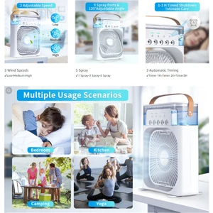 Klima Fanı USB Su Su Buharlı Vantilatör 7 Renk LED Işık Nemlendirme Masa Fanı Taşınabilir Hava Soğutucu Fan Kapalı-B (Yurt Dışından)