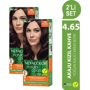 Nc Natural Colors 2'Li Set  4.65 Akaju Kızıl Kahve Kalıcı Krem Saç Boyası Seti