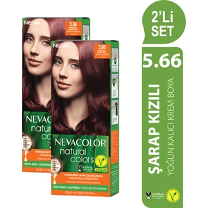 Nc Natural Colors 2'Li Set  5.66 Şarap Kızılı Kalıcı Krem Saç Boyası Seti