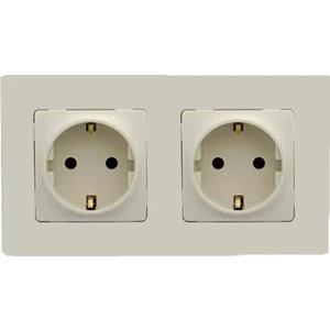 Salbei Bej (Krem) 2'li Set Topraklı Priz + Topraklı Priz