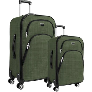 Büyük ve Orta Boy Valiz Seti 4 Teker Kumaş Valiz Haki 1081