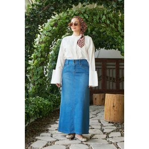 2058-DENIM Etek Mavi