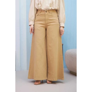 1162-GABARDIN Pantolon Etek Bej