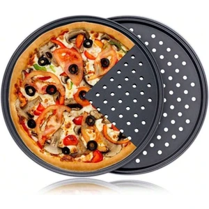 32 cm Yanmaz Yapışmaz Pizza Tepsisi, Lahmacun Pide Delikli Tepsi