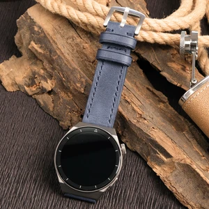 Huawei Watch 20mm Kordon GT GT2 GT3 Gt3 Pro Seramik 43mm GT4 Elegant 42mm ( 20MM ) Deri Kordon Huawei Hakiki Deri Akıllı Saat Kordonu Mavi