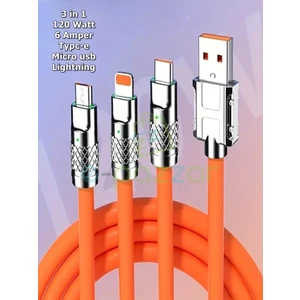 Çoklu 3 İn 1 Soft Silikon Hızlı Şarj Kablosu